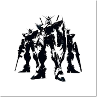 Pixel Gundam Silhouette Ni Posters and Art